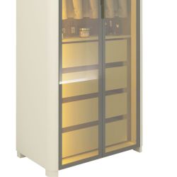 Guarda Roupa Roupeiro Gelius Innova 2 portas reflecta 4 gavetas canto curvos LED pés OFF White