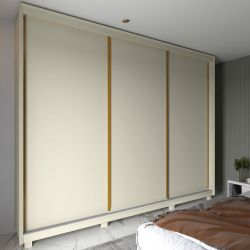 Guarda Roupa Roupeiro de Casal Gelius Platinum 100% MDF com 3 portas de correr e pés OFF White