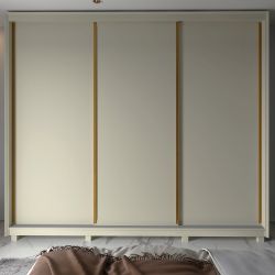 Guarda Roupa Roupeiro de Casal Gelius Platinum 100% MDF com 3 portas de correr e pés OFF White