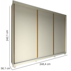 Guarda Roupa Roupeiro de Casal Gelius Platinum 100% MDF com 3 portas de correr e pés OFF White