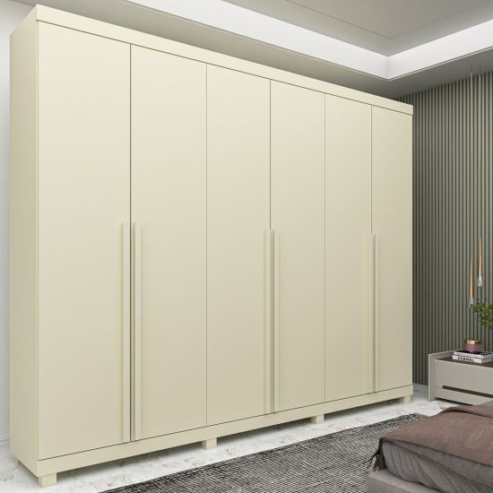 Guarda Roupas Roupeiro Casal Gelius Imperatriz 100% MDF 06 portas 4 gavetas com pés OFF White