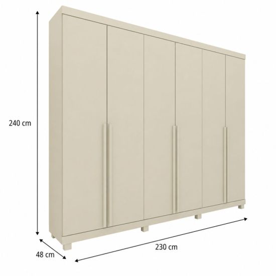 Guarda Roupas Roupeiro Casal Gelius Imperatriz 100% MDF 06 portas 4 gavetas com pés OFF White
