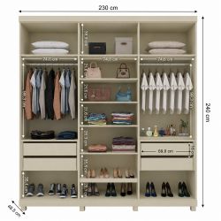 Guarda Roupas Roupeiro Casal Gelius Imperatriz 100% MDF 06 portas 4 gavetas com pés OFF White