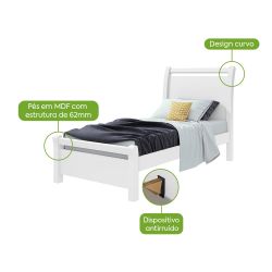 Cama Solteiro Lopas Reali com largura de 88 cm - Branco