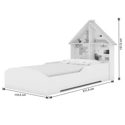 Cama Infantil com proteção lateral e cabeceira casinha casinha Gelius  100% MDF  - Pink Ploc