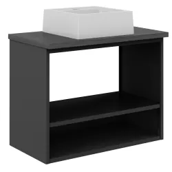 Balcão Gabinete para banheiro 70 cm 2 portas c/ nicho Natura 8005 Bertolini - Terra/Nogueira