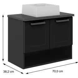 Balcão Gabinete para banheiro 70 cm 2 portas c/ nicho Natura 8005 Bertolini - Terra/Nogueira