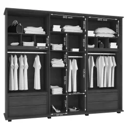 Guarda Roupa Casal com 271 cm de Largura 6 portas Espelho e 4 Gavetas Canadá RV Móveis - Branco