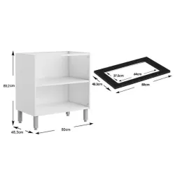 Balcão Cozinha Bertolini Evidence New para Cooktop de 05 bocas com 02 portas - Branco