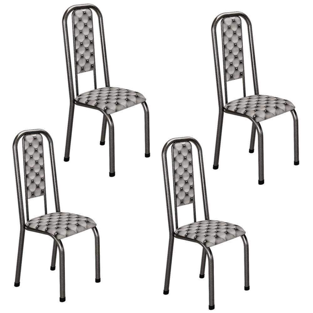 Conjunto de 4 cadeiras R451/17 Madmelos com encosto craqueado - Preto