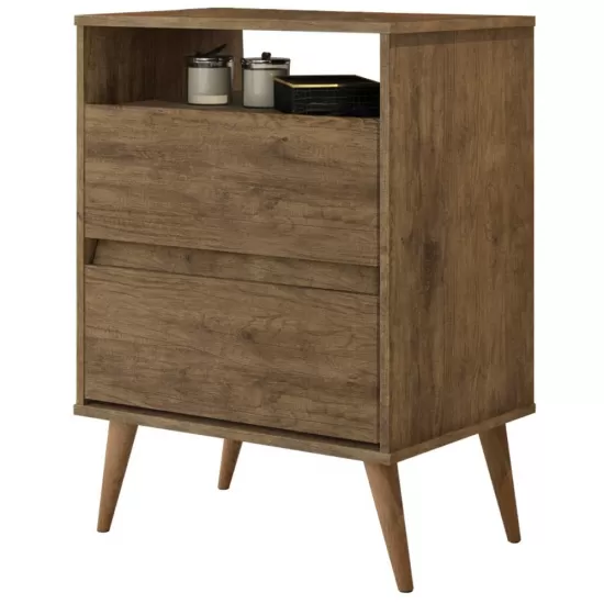 Mesa de Cabeceira J&A Móveis Lotus retrô 2 gavetas e 1 nicho – Jequitibá