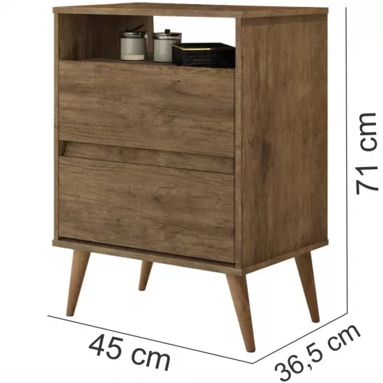 Mesa de Cabeceira J&A Móveis Lotus retrô 2 gavetas e 1 nicho – Jequitibá