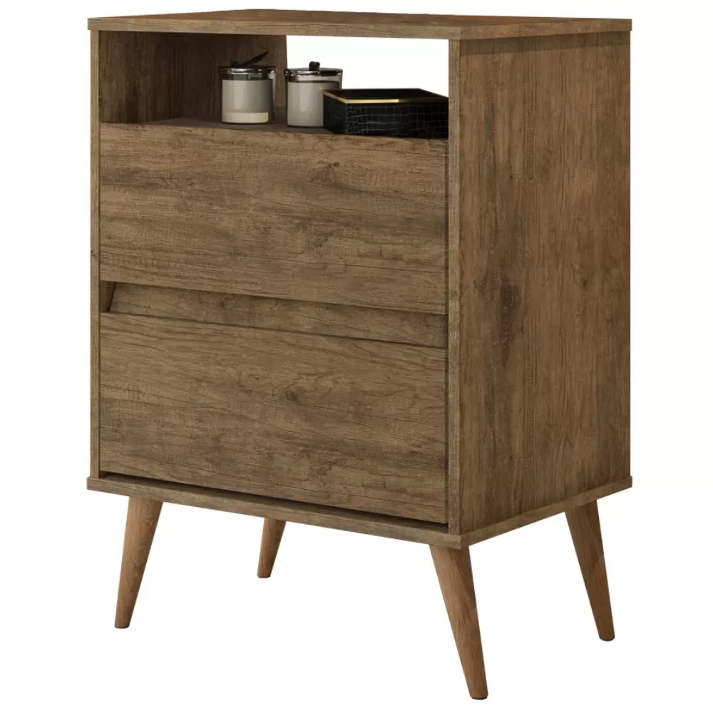 Mesa de Cabeceira J&A Móveis Lotus retrô 2 gavetas e 1 nicho – Jequitibá