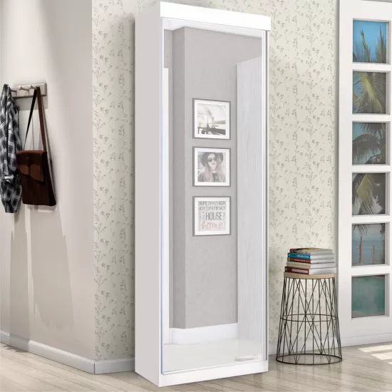 Sapateira Roupeiro Thor J&A Móveis 01 porta com espelho – Branco Brilho