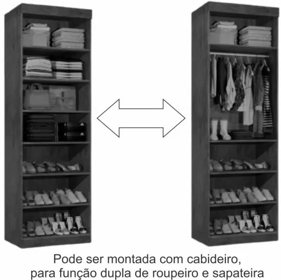 Sapateira Roupeiro Thor J&A Móveis 01 porta com espelho – Branco Brilho