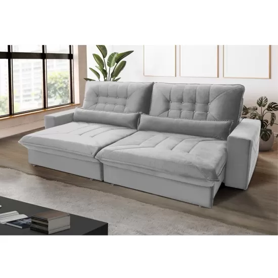 Sofá retrátil e reclinável Hellen Magestic 4 Lugares 2.50m com Rinheira Hellen – Cacau