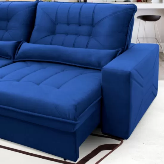 Sofá retrátil e reclinável Hellen Magestic 4 Lugares 2.50m com Rinheira Hellen - Azul