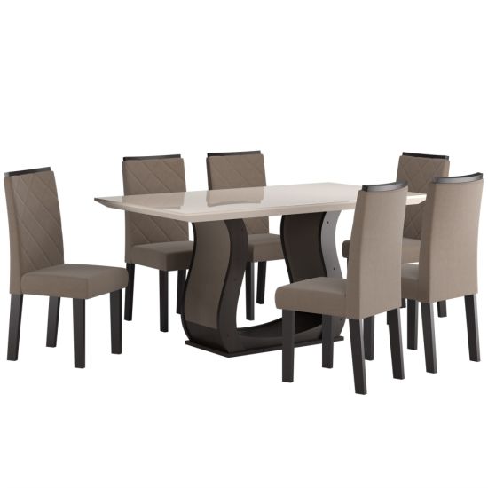 Conjunto Sala de Jantar Viero Granada com 6 Cadeiras R
