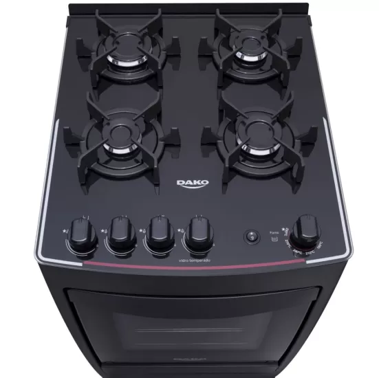 Fogão Dako 4 Bocas Supreme Glass com mesa de vidro Bivolt - Preto