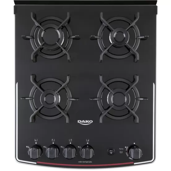 Fogão Dako 4 Bocas Supreme Glass com mesa de vidro Bivolt - Preto