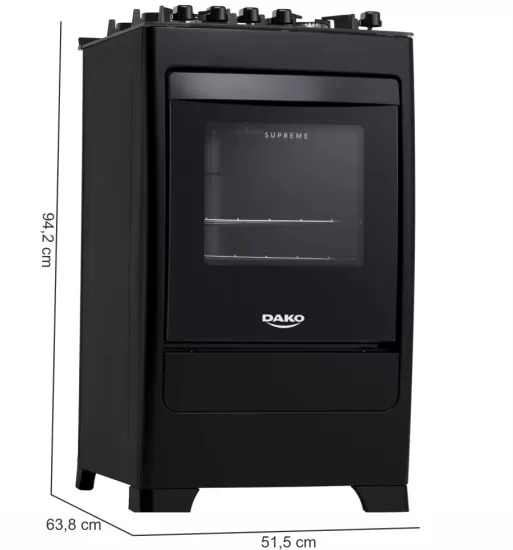 Fogão Dako 4 Bocas Supreme Glass com mesa de vidro Bivolt - Preto