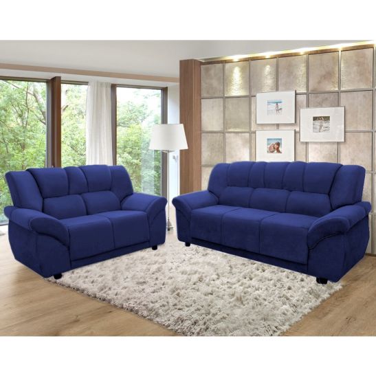 Conjunto de sofá Hellen 3 e 2 lugares Córdoba tecido Velut Azul Marinho