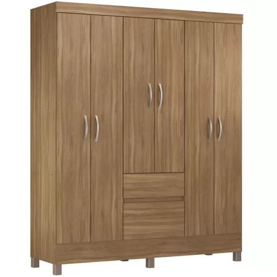 Guarda Roupa Casal Demóbile Flash II com 149 cm de Largura 6 portas 2 gavetas Amendola Touch 134