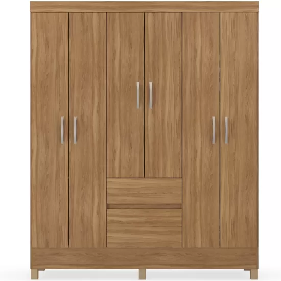 Guarda Roupa Casal Demóbile Flash II com 149 cm de Largura 6 portas 2 gavetas Amendola Touch 134
