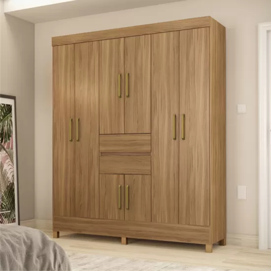 Guarda Roupa Casal Demóbile Munique com 162 cm de Largura 8 portas 2 gavetas Amendola Touch 134