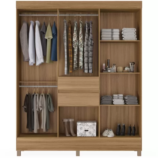 Guarda Roupa Casal Demóbile Munique com 162 cm de Largura 8 portas 2 gavetas Amendola Touch 134