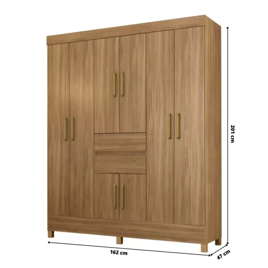 Guarda Roupa Casal Demóbile Munique com 162 cm de Largura 8 portas 2 gavetas Amendola Touch 134