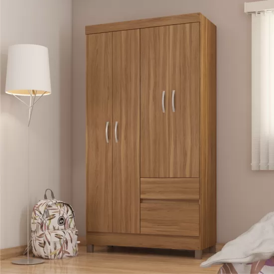 Guarda-Roupa Demóbile Lotus Solteiro Infantil com  100 cm de Largura 4 Portas 2 Gavetas Amendola Touch 134