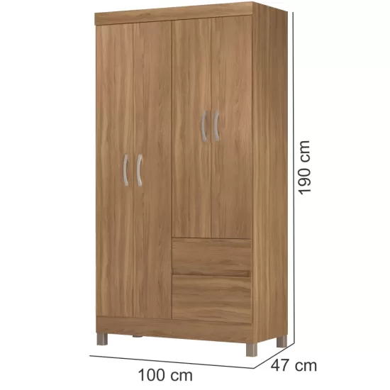 Guarda-Roupa Demóbile Lotus Solteiro Infantil com  100 cm de Largura 4 Portas 2 Gavetas Amendola Touch 134