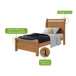 Cama Solteiro Lopas Reali com largura de 88 cm - Amendoa Clean