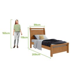 Cama Solteiro Lopas Reali com largura de 88 cm - Amendoa Clean