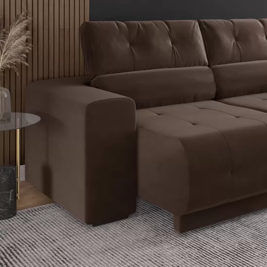 Sofá Mamflex Retrátil e Reclinável Taurus 3 Lugares 3080 em tecido Veludo Cacau