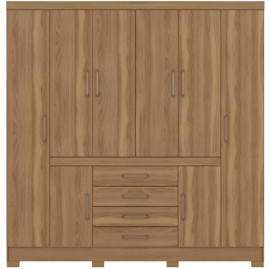 Guarda Roupa Casal Demóbile New Realce com 201 cm de Largura 8 portas 04 gavetas com pés Amendola Touch 138