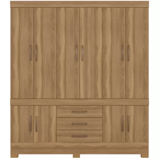 Guarda Roupa Casal Demóbile New Murano com  192 cm de Largura 10 portas 03 gavetas com pés Amendola Touch 134