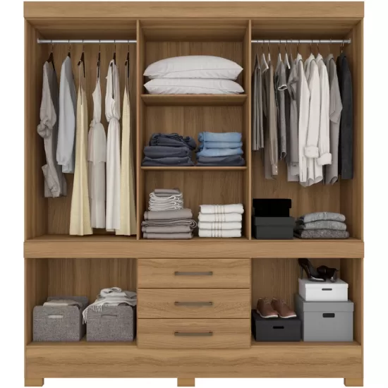 Guarda Roupa Casal Demóbile New Murano com  192 cm de Largura 10 portas 03 gavetas com pés Amendola Touch 134