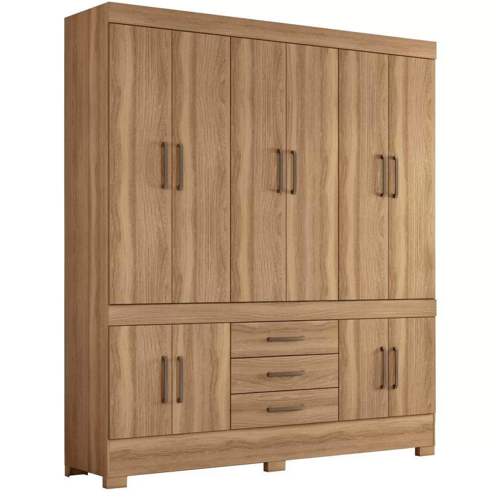 Guarda Roupa Casal Demóbile New Murano com  192 cm de Largura 10 portas 03 gavetas com pés Amendola Touch 134