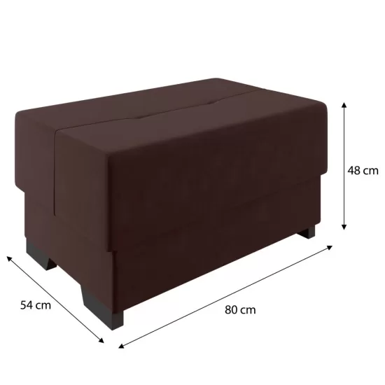 Sofá de Canto Cori 1080 Flex 5 lugares com Puff em tecido Veludo Cacau