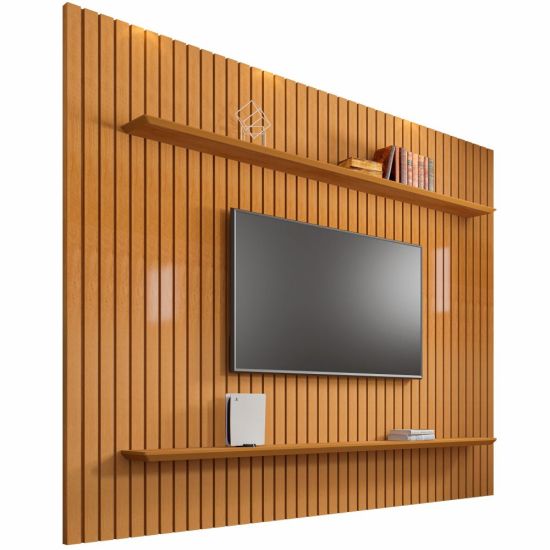 Painel RV Móveis Roma com prateleiras para TV de até 75 polegadas largura de 2,30 metros cinamomo