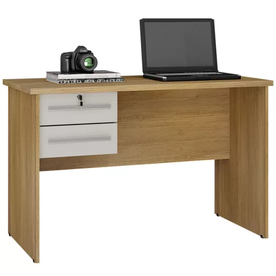Escrivaninha mesa para computador Valdemóveis Byte com 2 gavetas com chave  Cinamomo OFF White