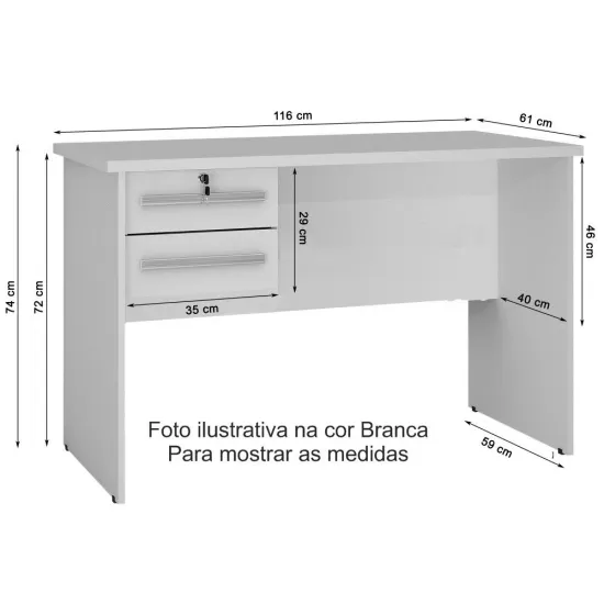 Escrivaninha mesa para computador Valdemóveis Byte com 2 gavetas com chave  Cinamomo OFF White