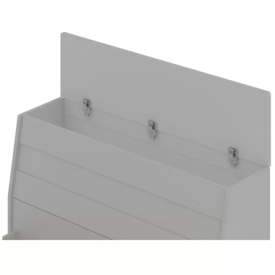Cama Solteiro Gelius Bibox Teen com auxiliar 2 gavetas cabeceira com baú 100% MDF Branca/Branca Rosa/Branca Azul