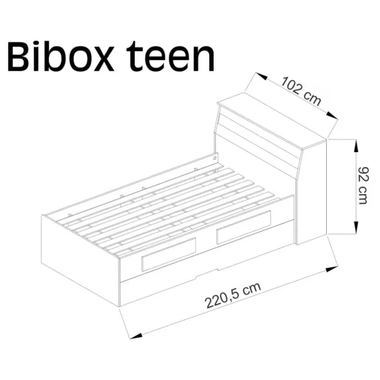 Cama Solteiro Gelius Bibox Teen com auxiliar 2 gavetas cabeceira com baú 100% MDF Branca/Branca Rosa/Branca Azul
