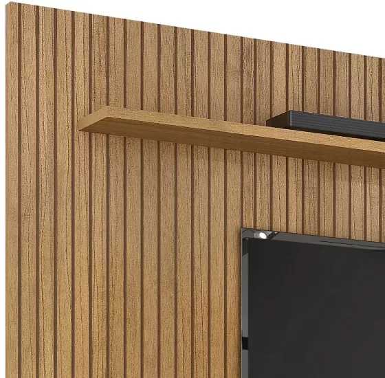Painel Home Suspenso Fresado Valdemóveis Curitiba 2,24 metros de largura para TV de ate 75” Cinamomo