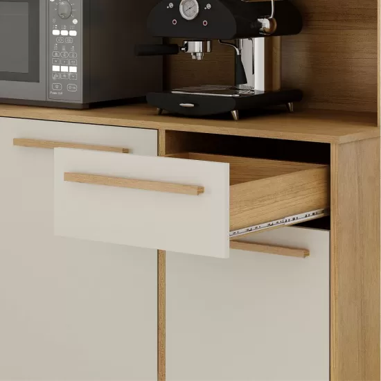Armário de Cozinha Valdemóveis Rubi 5 portas 1 gaveta 3 nichos com 120 cm de Largura Cinamomo OFF White