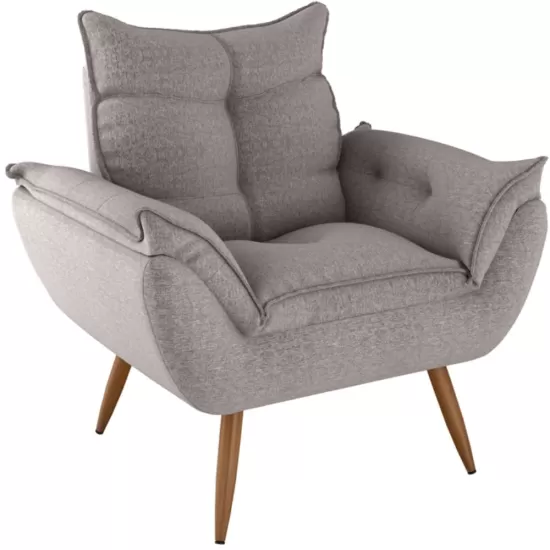 Poltrona Decorativa Opala Matrix Tokio com pés palito em tecido Linho Bege