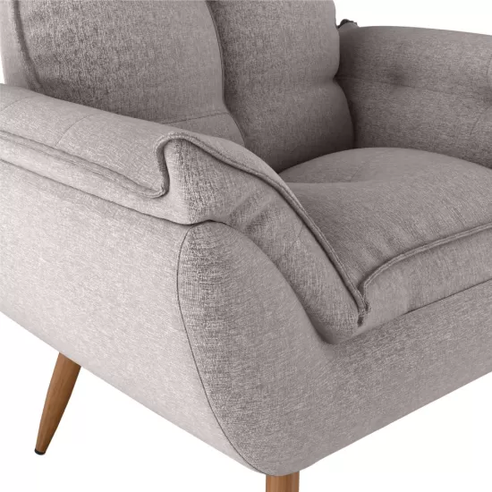 Poltrona Decorativa Opala Matrix Tokio com pés palito em tecido Linho Bege